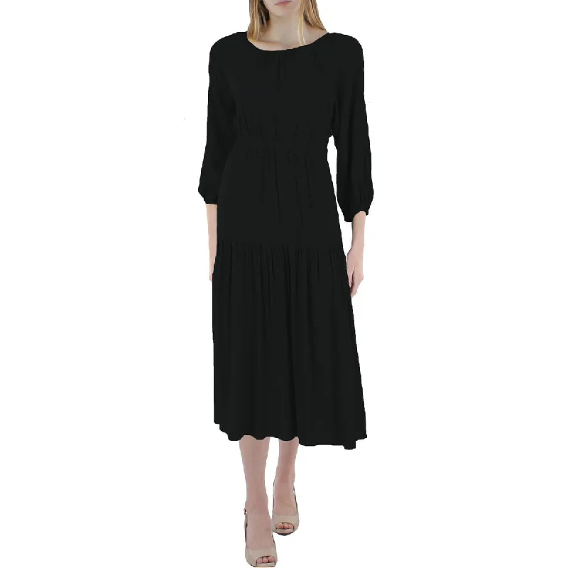 Limited Edition ASTR The Label Women's Gathered 3/4 Sleeve Banded Midi Dress
