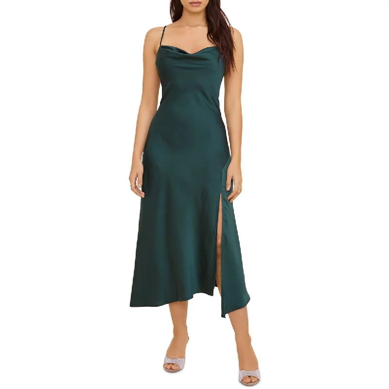 ASTR the Label Womens Gaia Criss-Cross Midi Cocktail Dress