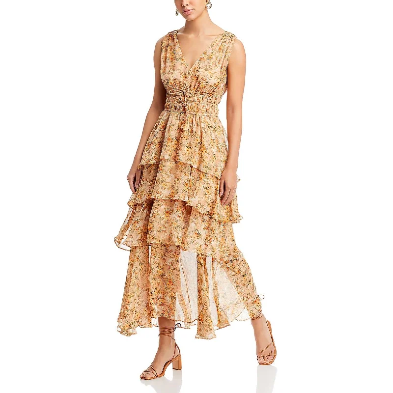 Shop & Save More ASTR the Label Womens Kali Tiered Long Maxi Dress