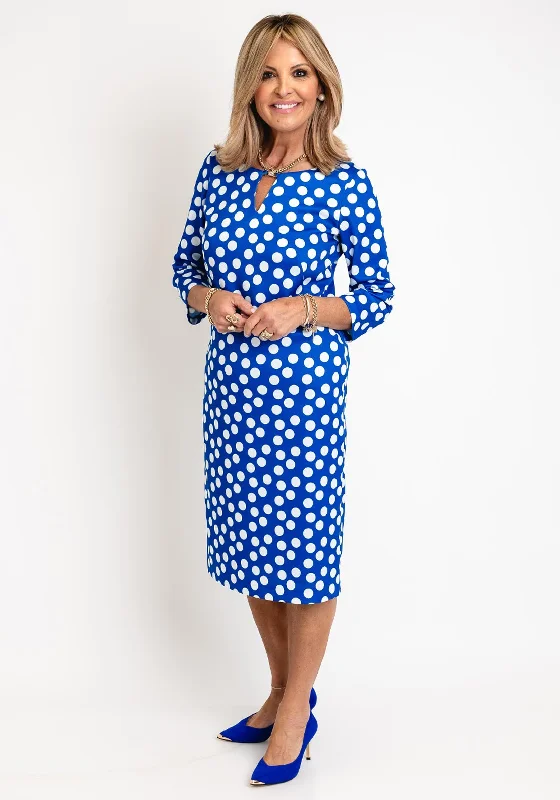 Avalon Zoe Polka Dot Pencil Midi Dress, Royal