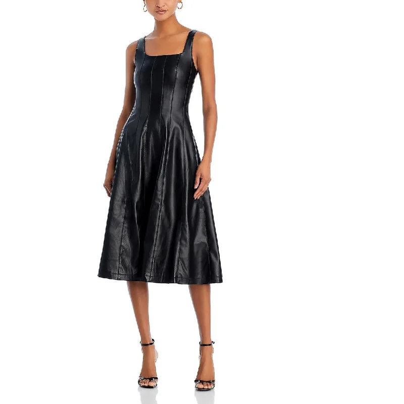 Price Slash Alert Avec Les Filles Womens Faux Leather Sleeveless Midi Dress