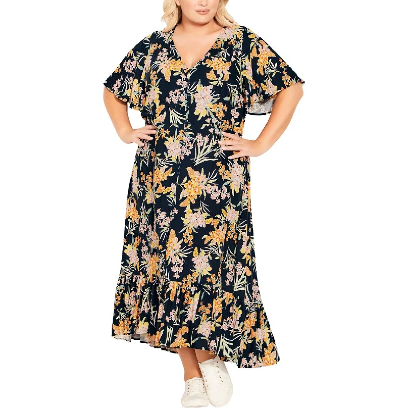 Shop & Save Today Avenue Womens Plus Sasha Floral Long Maxi Dress