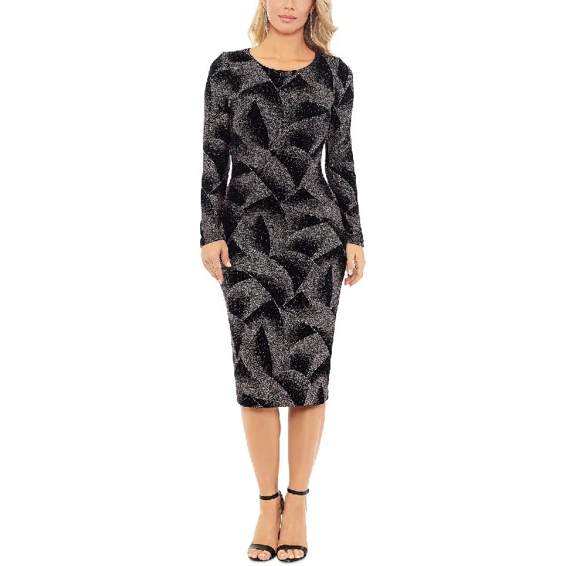 B&A by Betsy and Adam Womens Knit Glitter Midi Dress