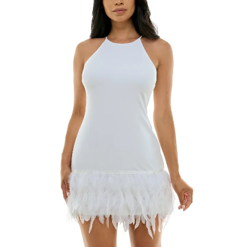 Weekend Offers You Love B. Darlin Womens Juniors Feather Trim Mini Cocktail And Party Dress