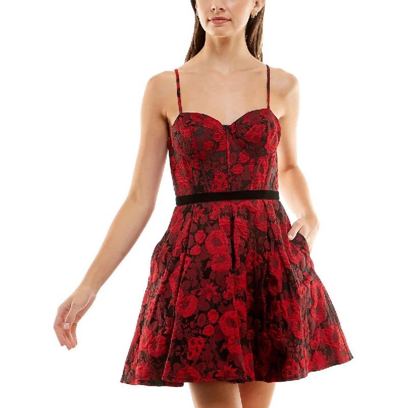 Weekend Special Discounts Bee Darlin Womens Juniors Jacquard Floral Fit & Flare Dress Weekend Special Discounts Bee Darlin Womens Juniors Jacquard Floral Fit & Flare Dress