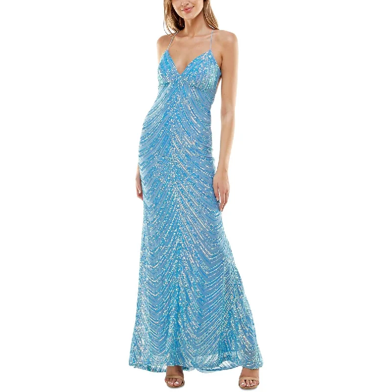 Weekend Big Sale B. Darlin Womens Juniors Sequined Open Back Evening Dress