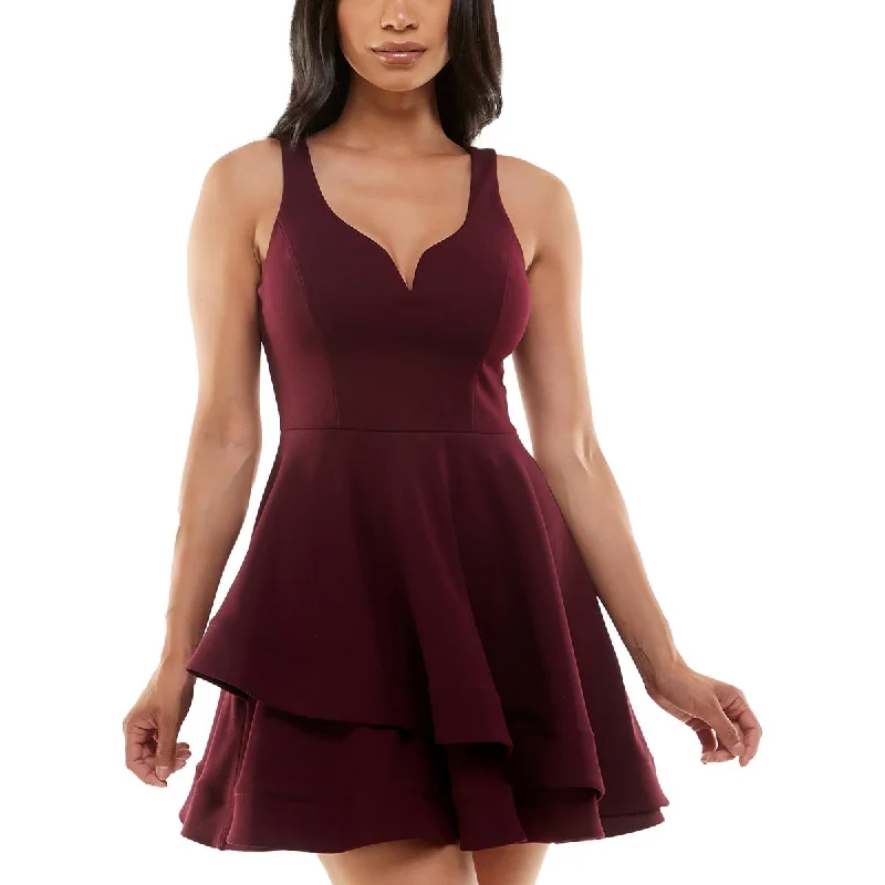 Weekend Limited-Time Offers B. Darlin Womens Juniors Tiered Mini Fit & Flare Dress