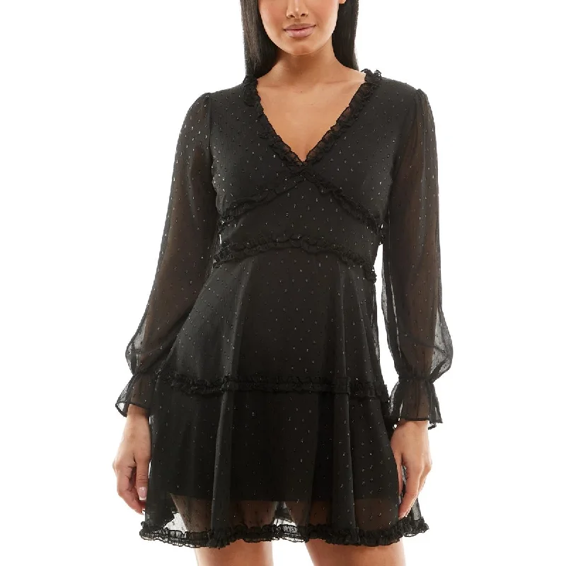 Hurry, Don’t Miss Out B. Smart Womens Juniors Mini Ruffled Fit & Flare Dress