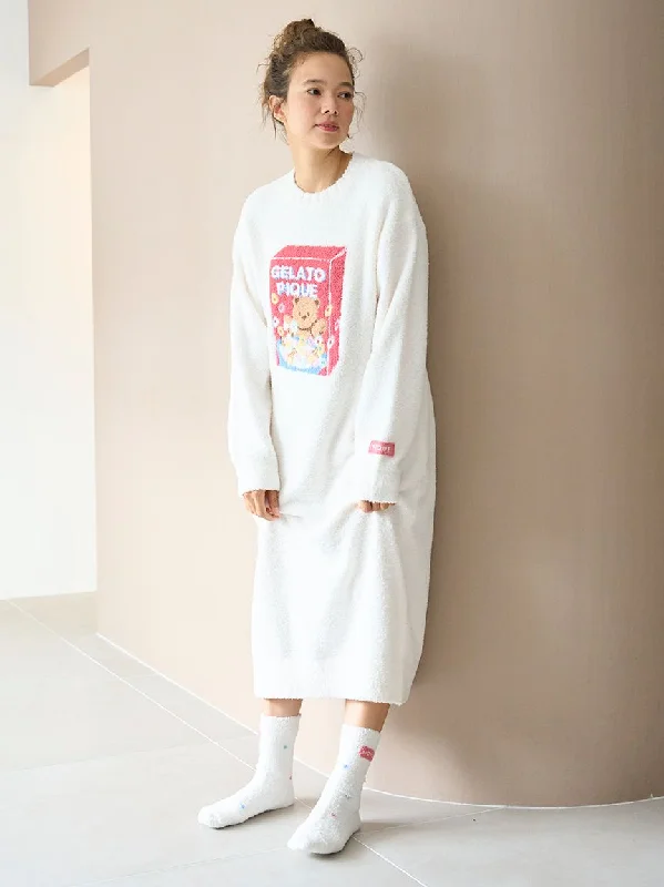 Baby Moco Cereal Bear Long Sleeve Midi Lounge Dress