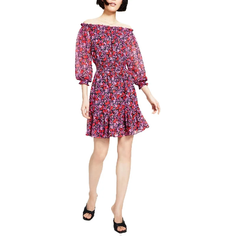Sale of the Year Bar III Womens Chiffon Short Fit & Flare Dress