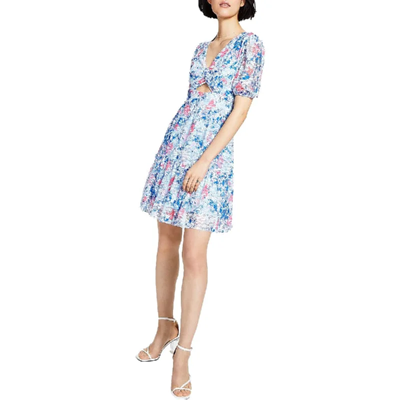 Massive Price Cuts Bar III Womens Floral Print Short Sundress