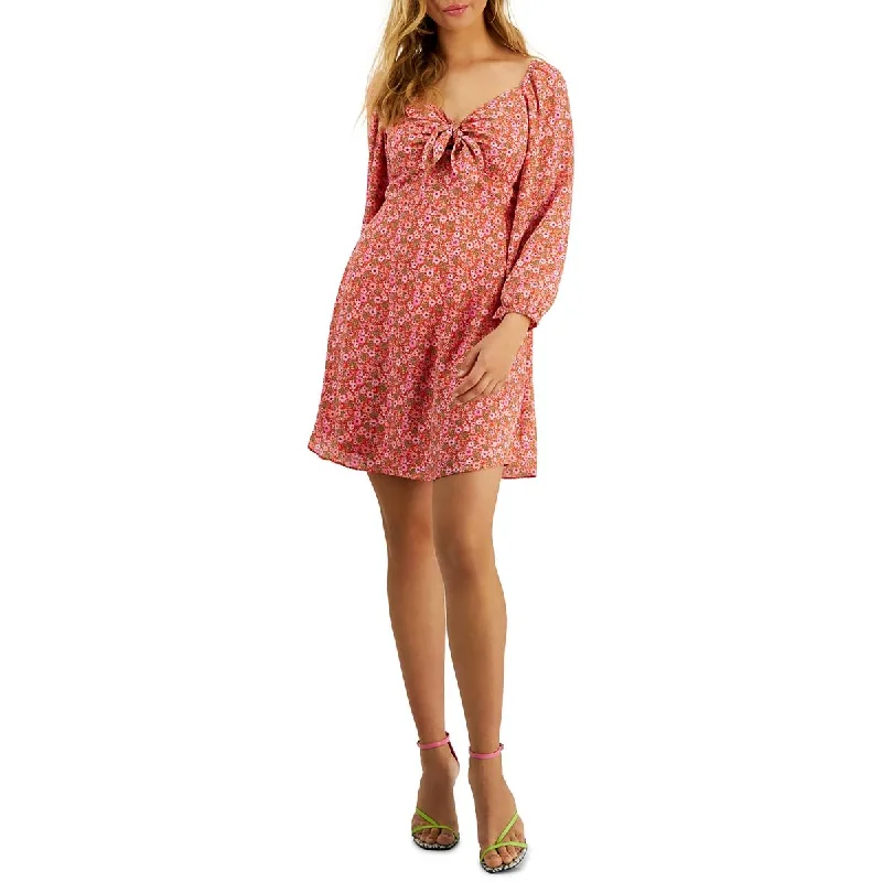 Offer Ending Soon Bar III Womens Floral Print Short Shift Dress