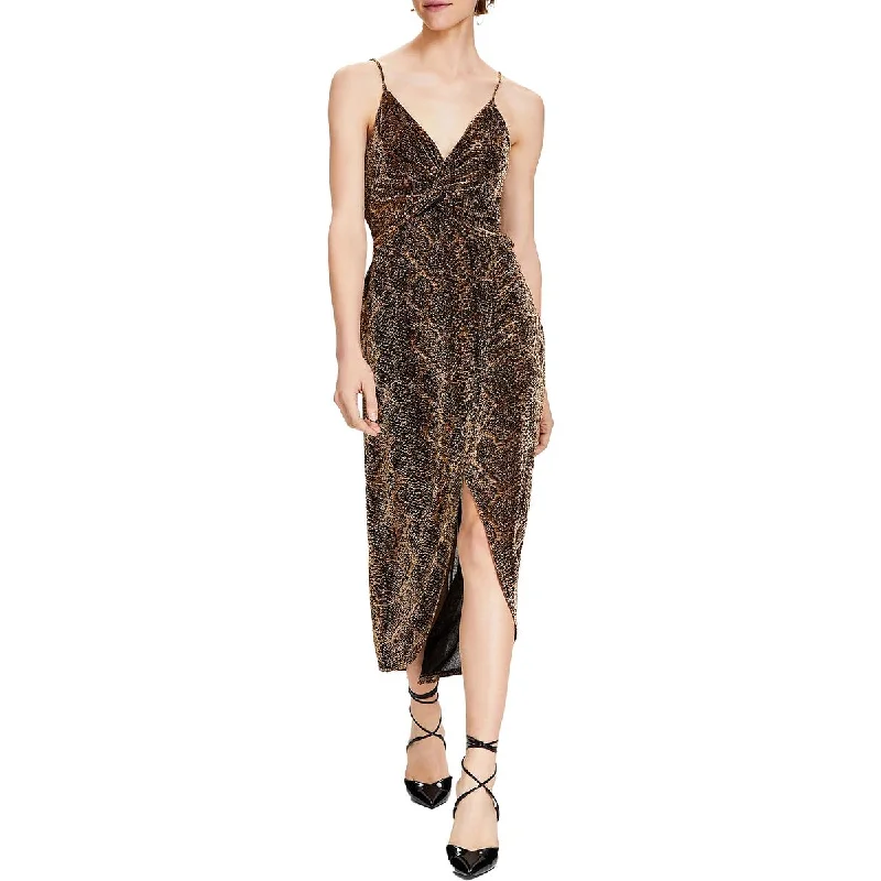 Grab It Now Bar III Womens Metallic Hi-Low Wrap Dress
