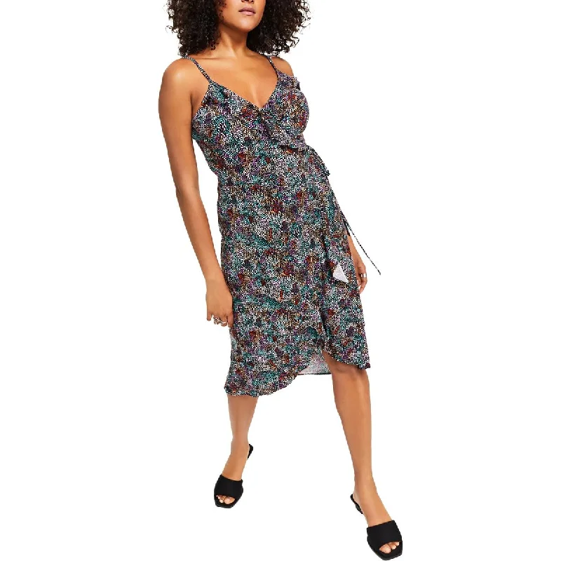 Shop Now and Save Bar III Womens Petites Printed Mini Wrap Dress