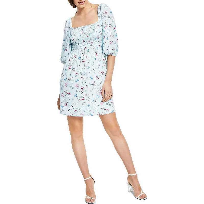 Exclusive Discounts Just for You Bar III Womens Smocked Short Sheath Dress