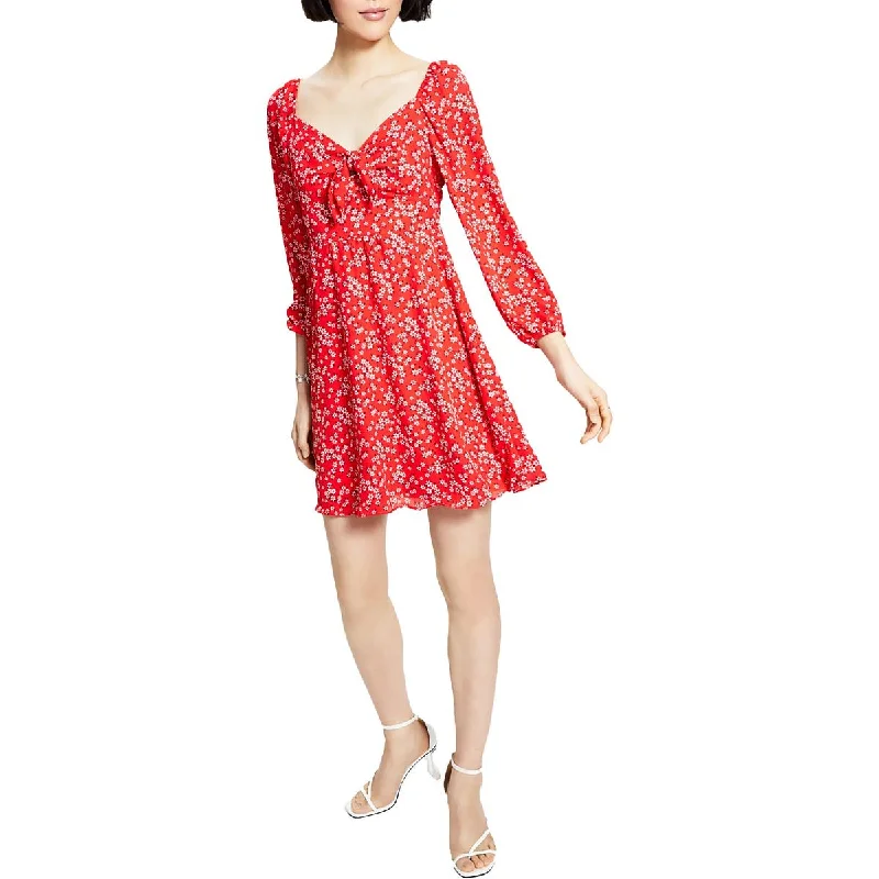 Last Chance Sale Bar III Womens Tie Front Smocked Fit & Flare Dress