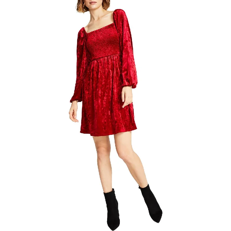 Shop & Save More Bar III Womens Velvet Mini Fit & Flare Dress