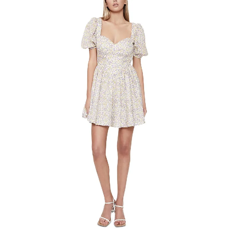 Shop & Save Instantly Bardot Womens Marlie Cotton Floral Fit & Flare Dress