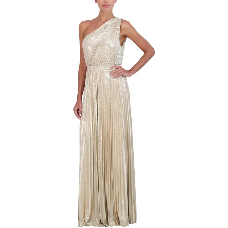 Weekend Price Breaks BCBG Max Azria Women's Metallic Pleated One Shoulder Gown