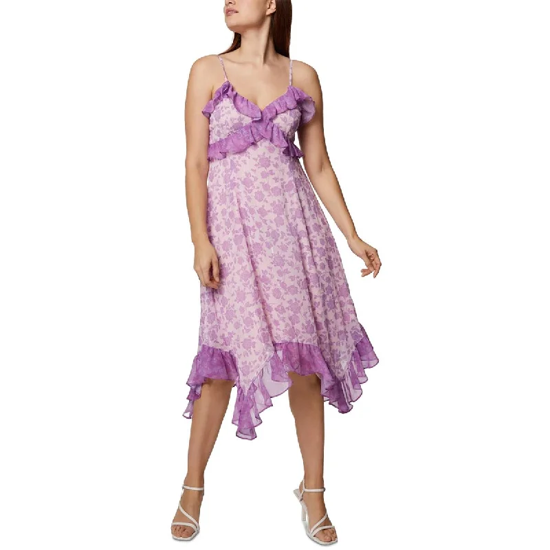 Offer of the Day BCBGeneration Womens Floral Print Ruffled Midi Dress