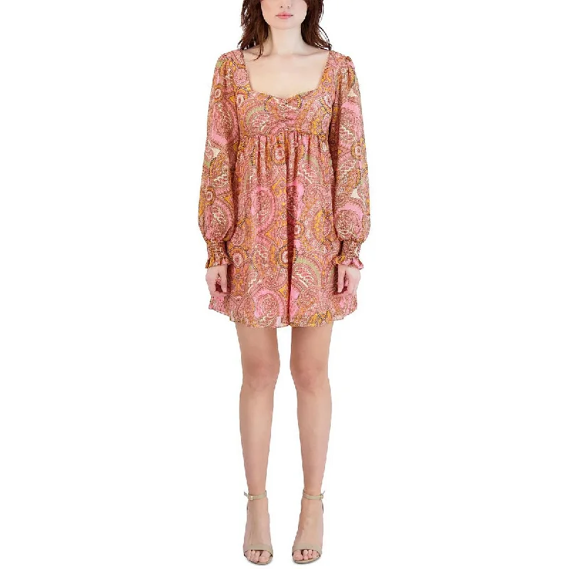 Weekend Best Deals BCBGeneration Womens Paisley Mini Babydoll Dress