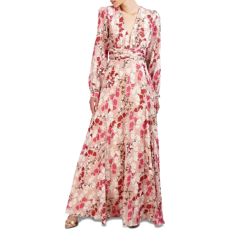 Weekend Low Prices BCBGMAXAZRIA Womens Chiffon Floral Evening Dress