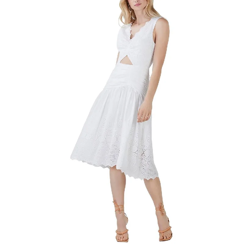 Weekend Must-Have Offers BCBGMAXAZRIA Womens Eyelet Cut-Out Sundress