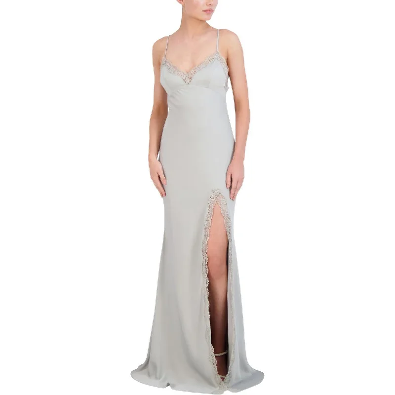 Offer of the Day BCBGMAXAZRIA Womens Lace Trim Open Back Evening Dress