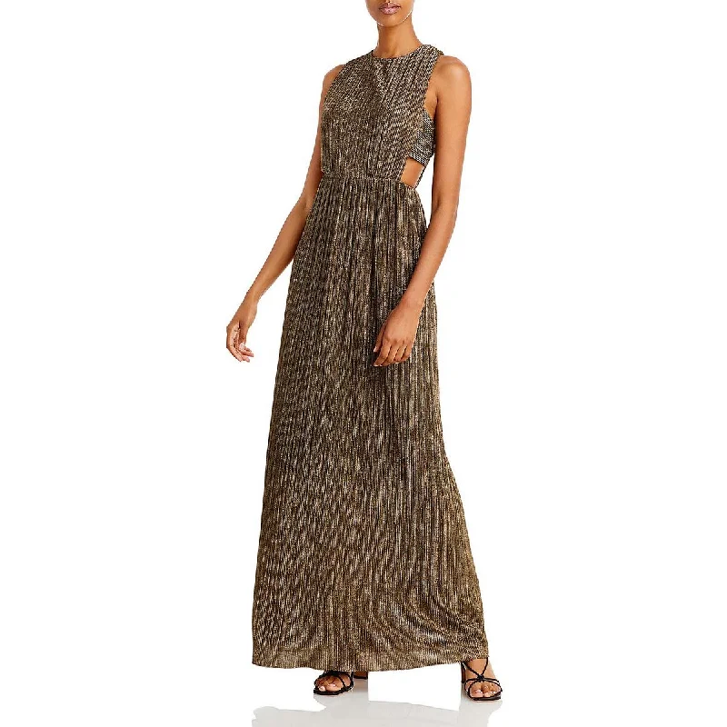 Best Price Guarantee BCBGMAXAZRIA Womens Metallic Cut Out Evening Dress