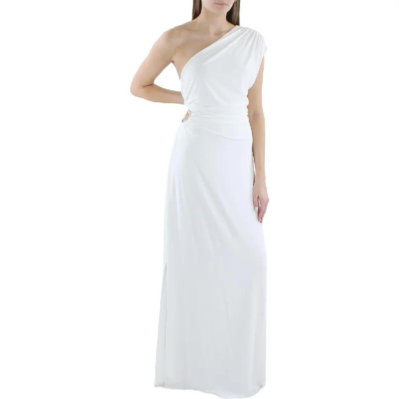 Super Deal BCBGMAXAZRIA Womens One Shoulder Cut-Out Evening Dress