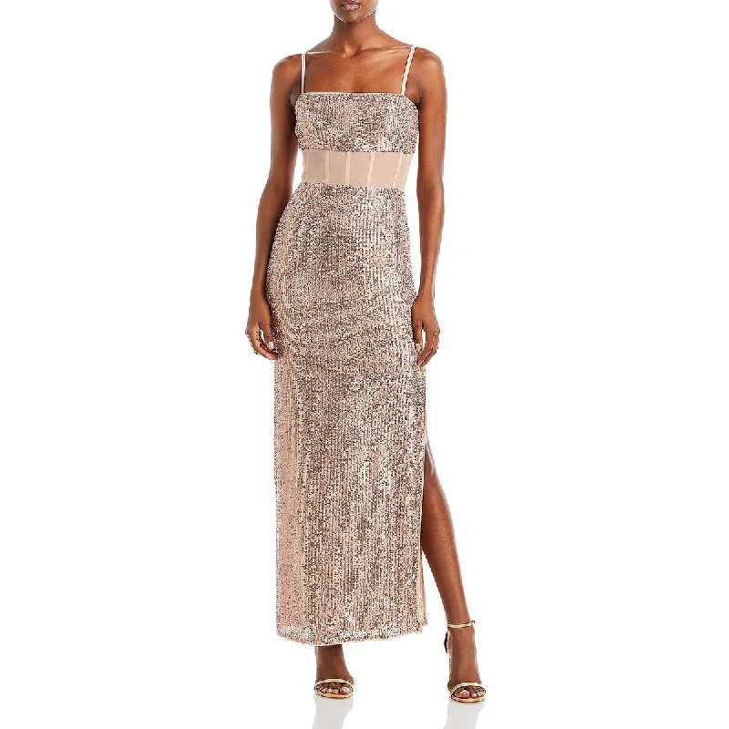 Shop & Save Today BCBGMAXAZRIA Womens Sequined Long Evening Dress