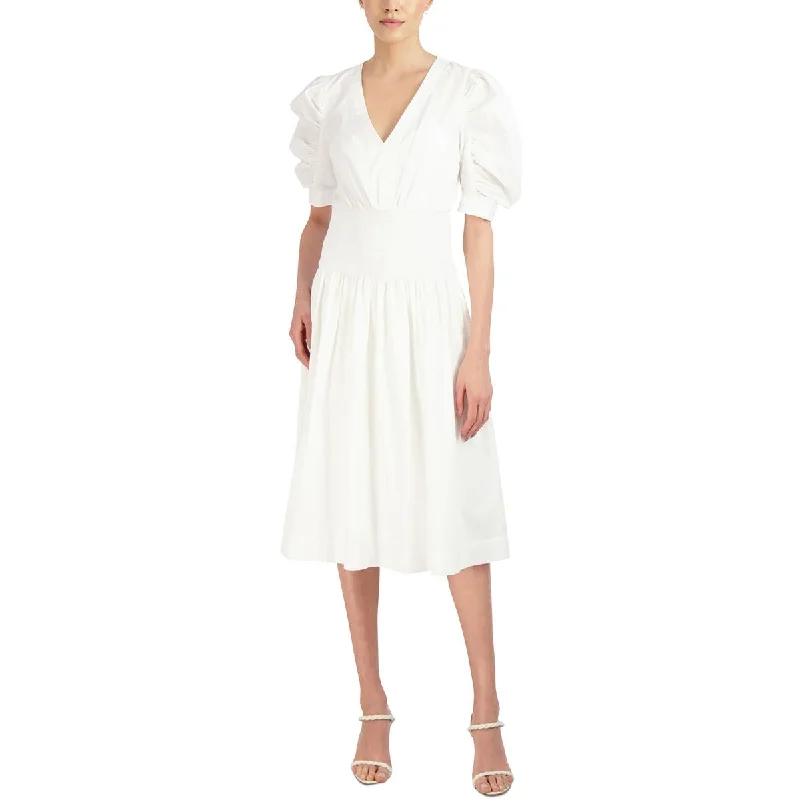 Weekend Must-Have Offers BCBGMAXAZRIA Womens Smocked Cotton Midi Dress