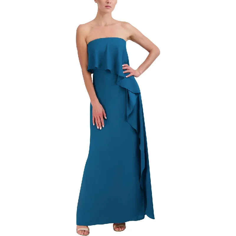 Limited Time Only BCBGMAXAZRIA Womens Strapless Cascade Ruffle Evening Dress