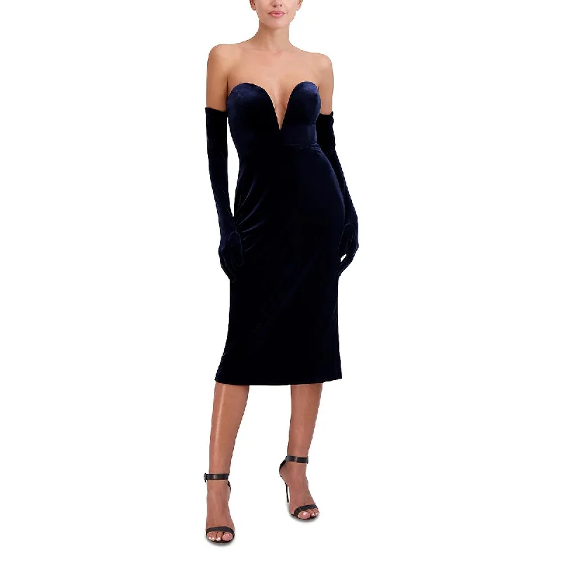 Hot Sale Items BCBGMAXAZRIA Womens Velvet Gloves Midi Dress