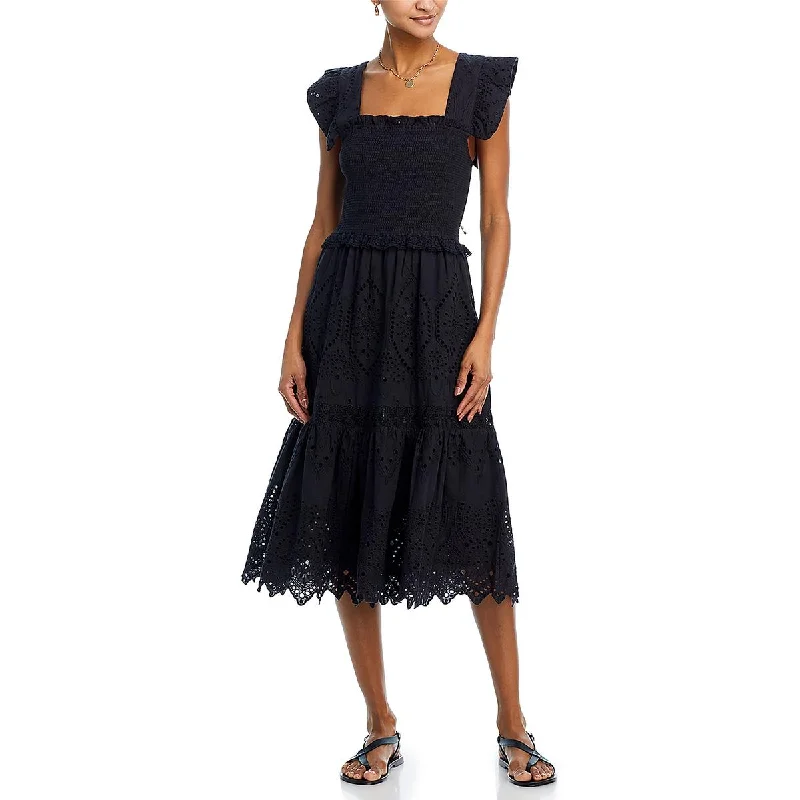 Exclusive Discounts Just for You Bell Womens Eyelet Smocked Midi Dress
