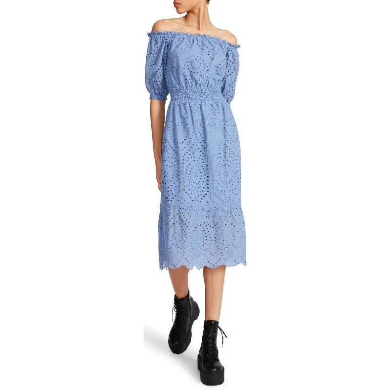 Weekend Closeout Deals Betsey Johnson Womens Cotton Off The Shoulder Midi Dress