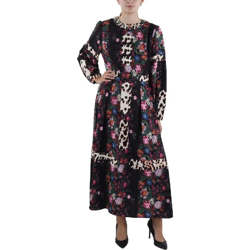 Unbeatable Offer Beulah Womens Floral Print Embellished Maxi Dress