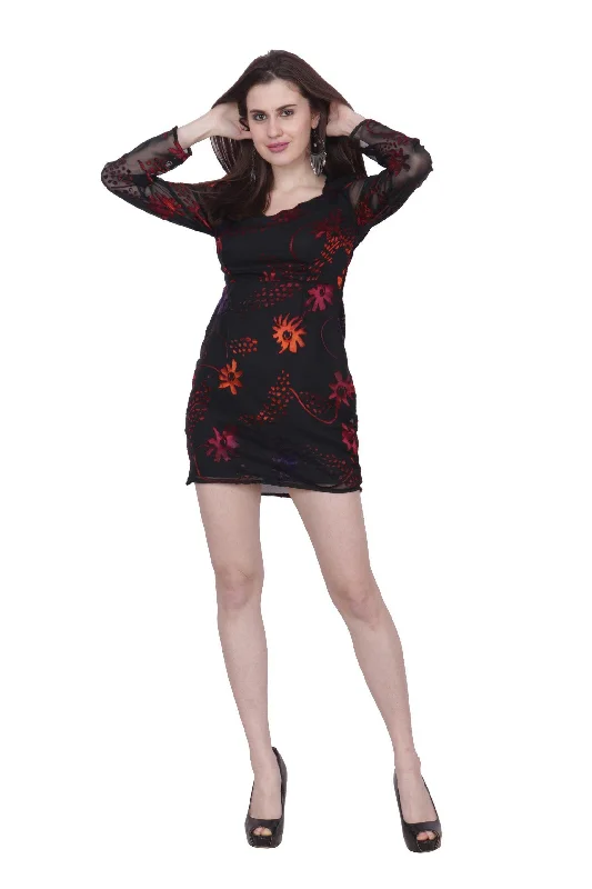 Offer of the Day Black Floral Printed Party Dress