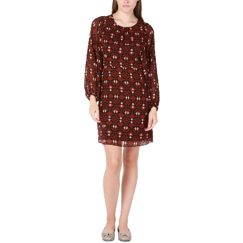 Mega Discounts Black Tape_ Womens Geometric Print Knee Shift Dress
