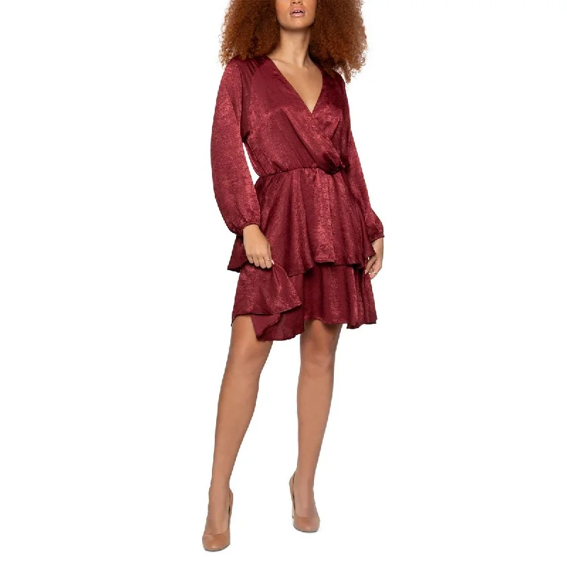 Weekend Hot Prices Black Tape_ Womens Surplice Knee Wrap Dress