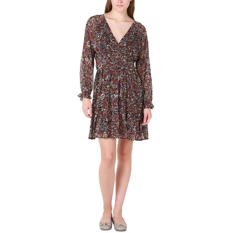 Weekend Only Sale Black Tape_ Womens V-Neck Knee Fit & Flare Dress