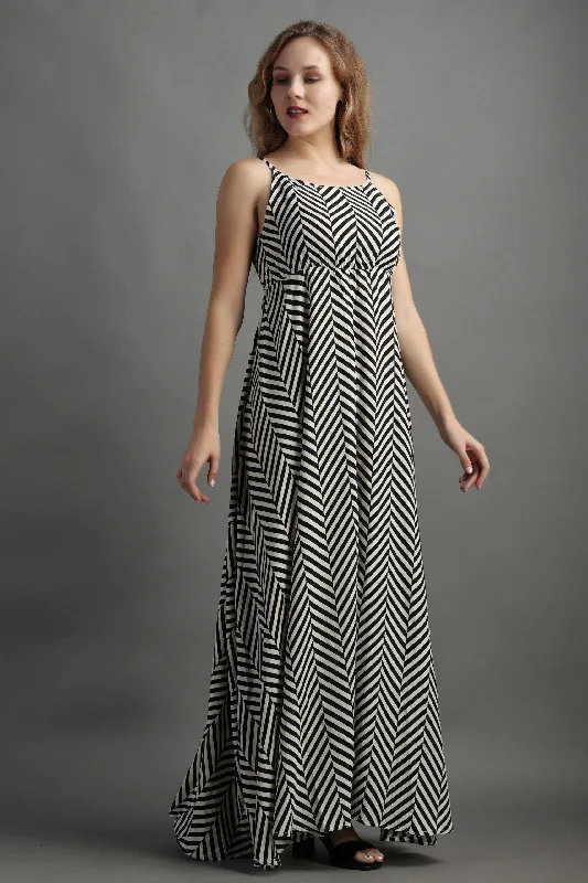 Black Zebra Printed Maxi Dress