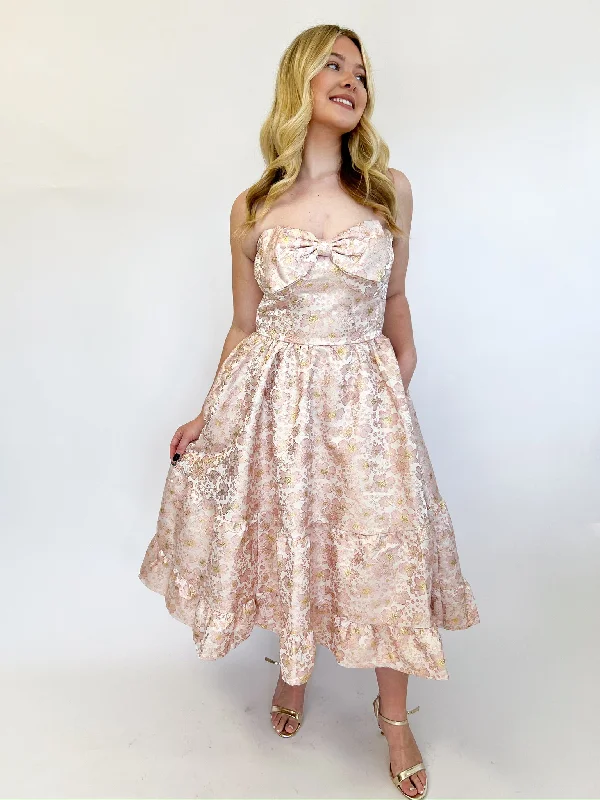 Shop Now and Save Blush Glitter Bow Jaquard Midi Dress