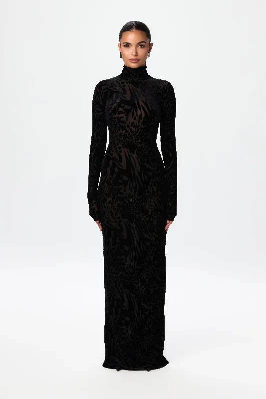 Weekend Markdown Madness Velvet Burnout Animal Print Maxi Dress