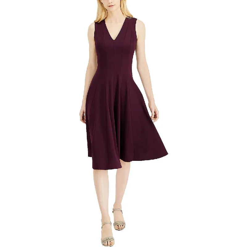 Instant Savings Calvin Klein Womens Crepe Midi Fit & Flare Dress