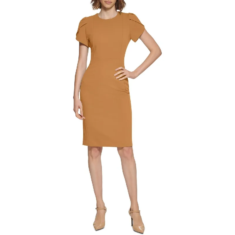 Calvin Klein Womens Crepe Midi Sheath Dress