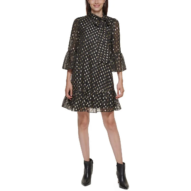 Exclusive Deals Calvin Klein Womens Petites Metallic Mini Shift Dress
