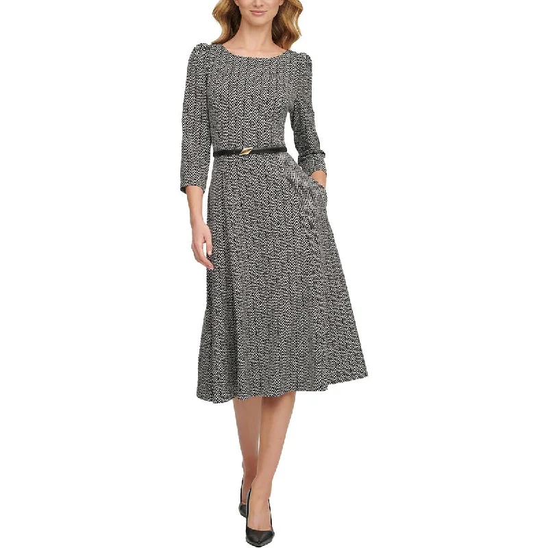 End-of-Season Sale Calvin Klein Womens Printed Midi Wear to Work Dress