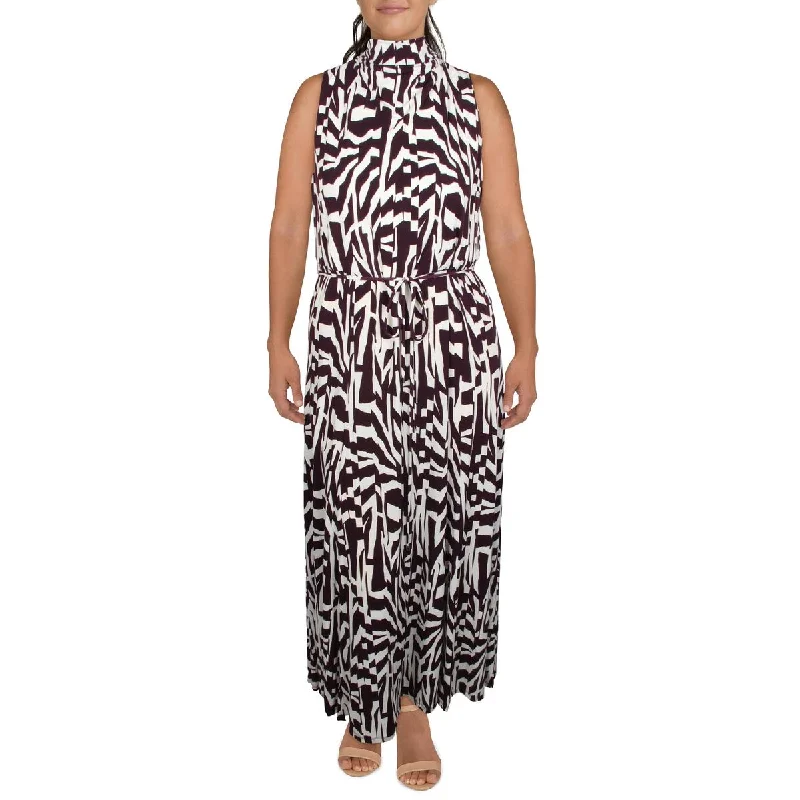 Calvin Klein Womens Tie Neck Long Maxi Dress