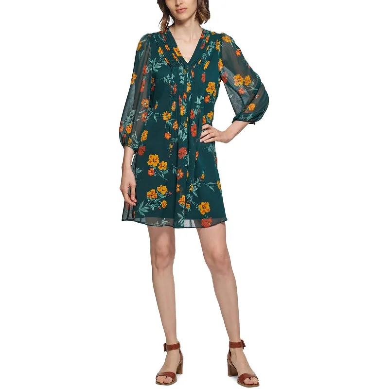 Exclusive Offer Calvin Klein Womens V-Neck Mini Shift Dress